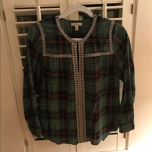 J Crew Green Plaid Shirt Size 4